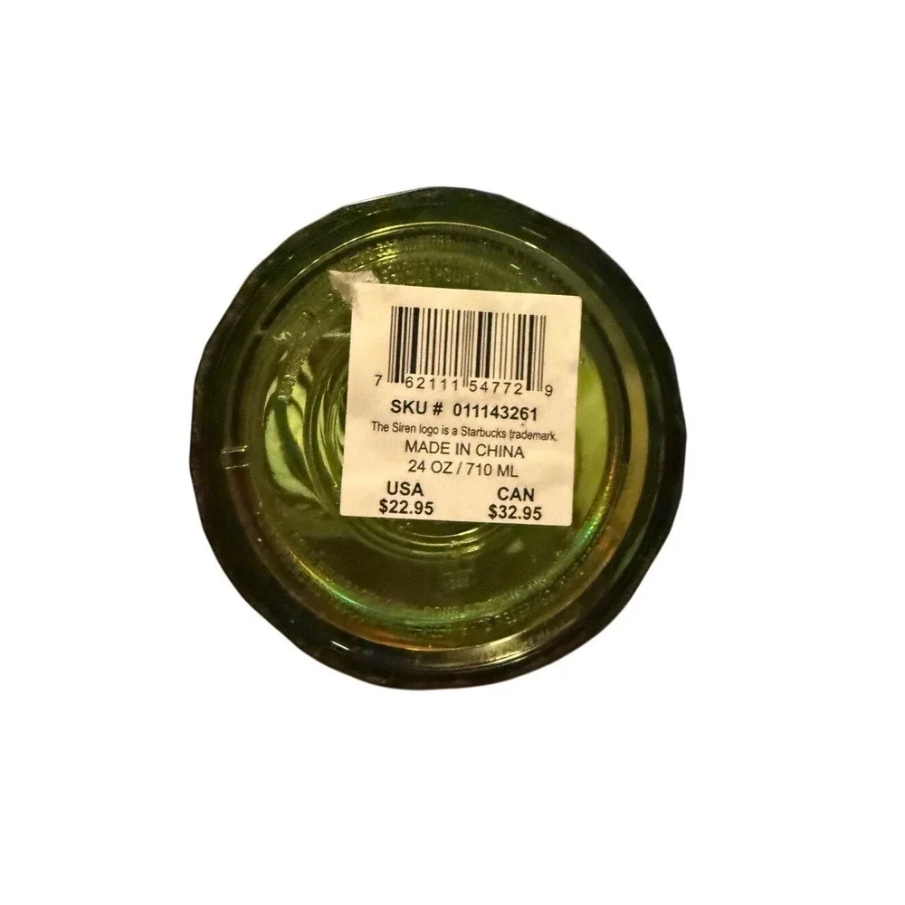 Starbucks 2023 Iridescent Lime Green Pleated Cold Cup‎ Tumbler 24oz Venti New